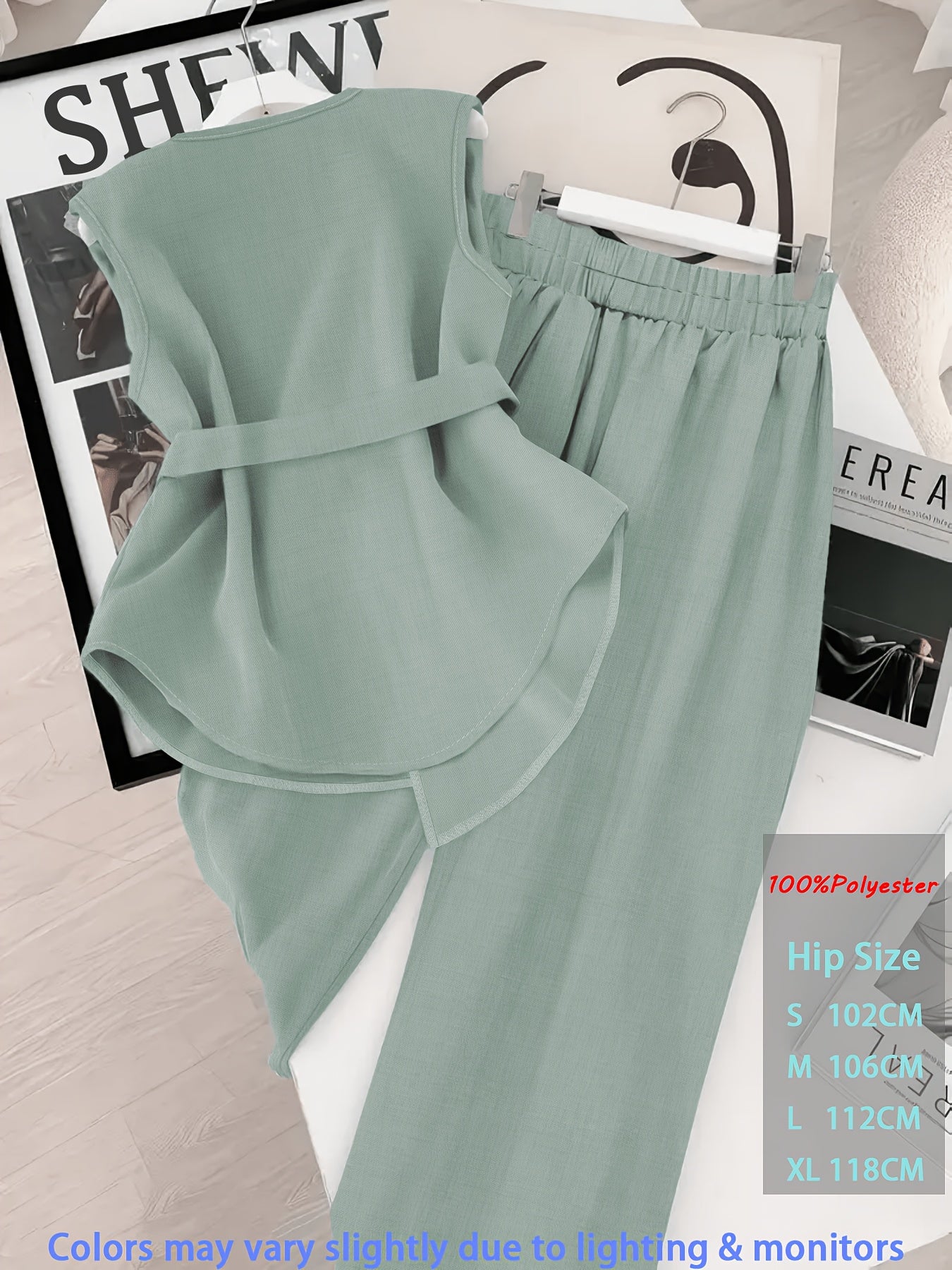 Women's Elegant Two-Piece Sleeveless Pullover Set with Adjustable Wais