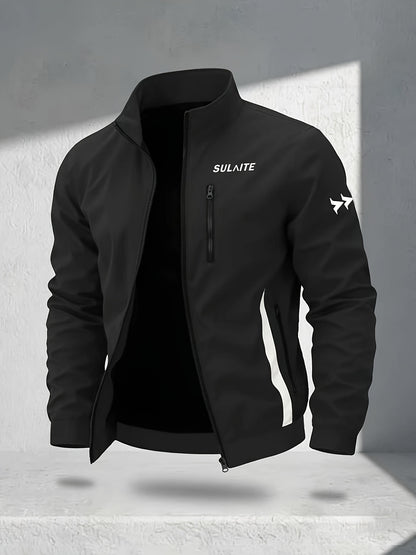 Men's Vintage Casual Bomber Jacket Stand Collar Windproof Coat