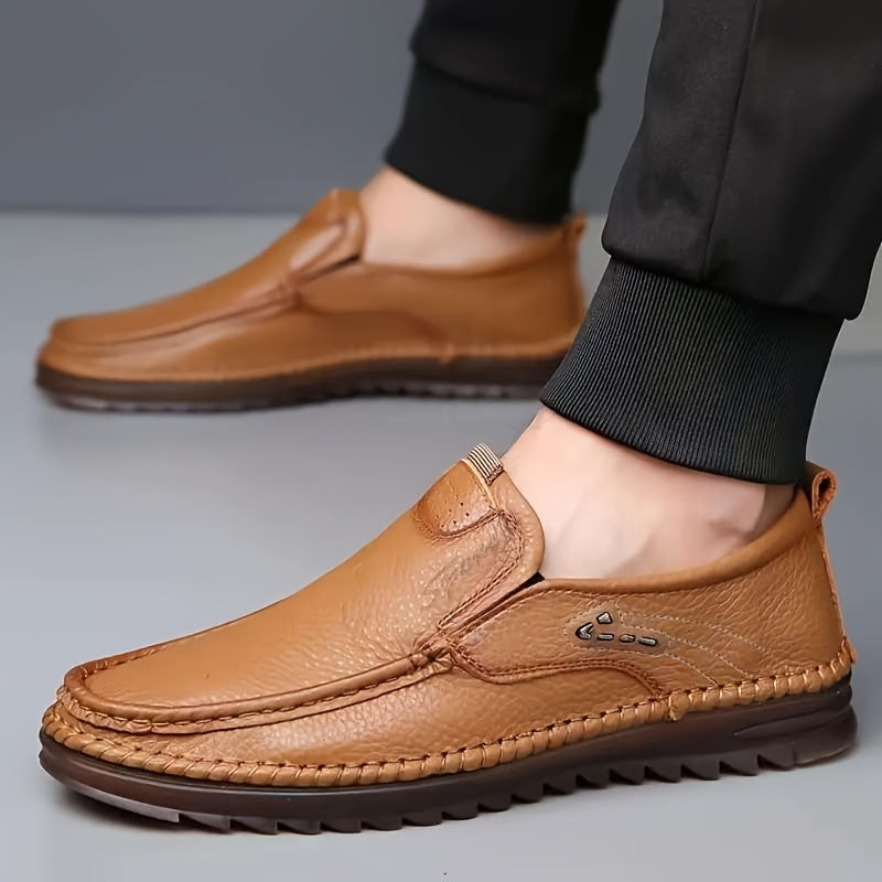 Handcrafted Men's Casual Cowhide Shoes with Soft PU Soles