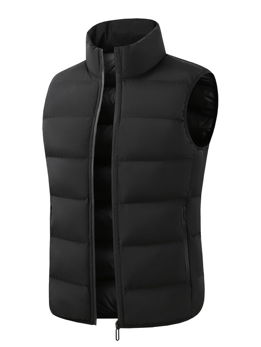 Men's Thermal Lined Sleeveless Vest Jacket with Full Zipper