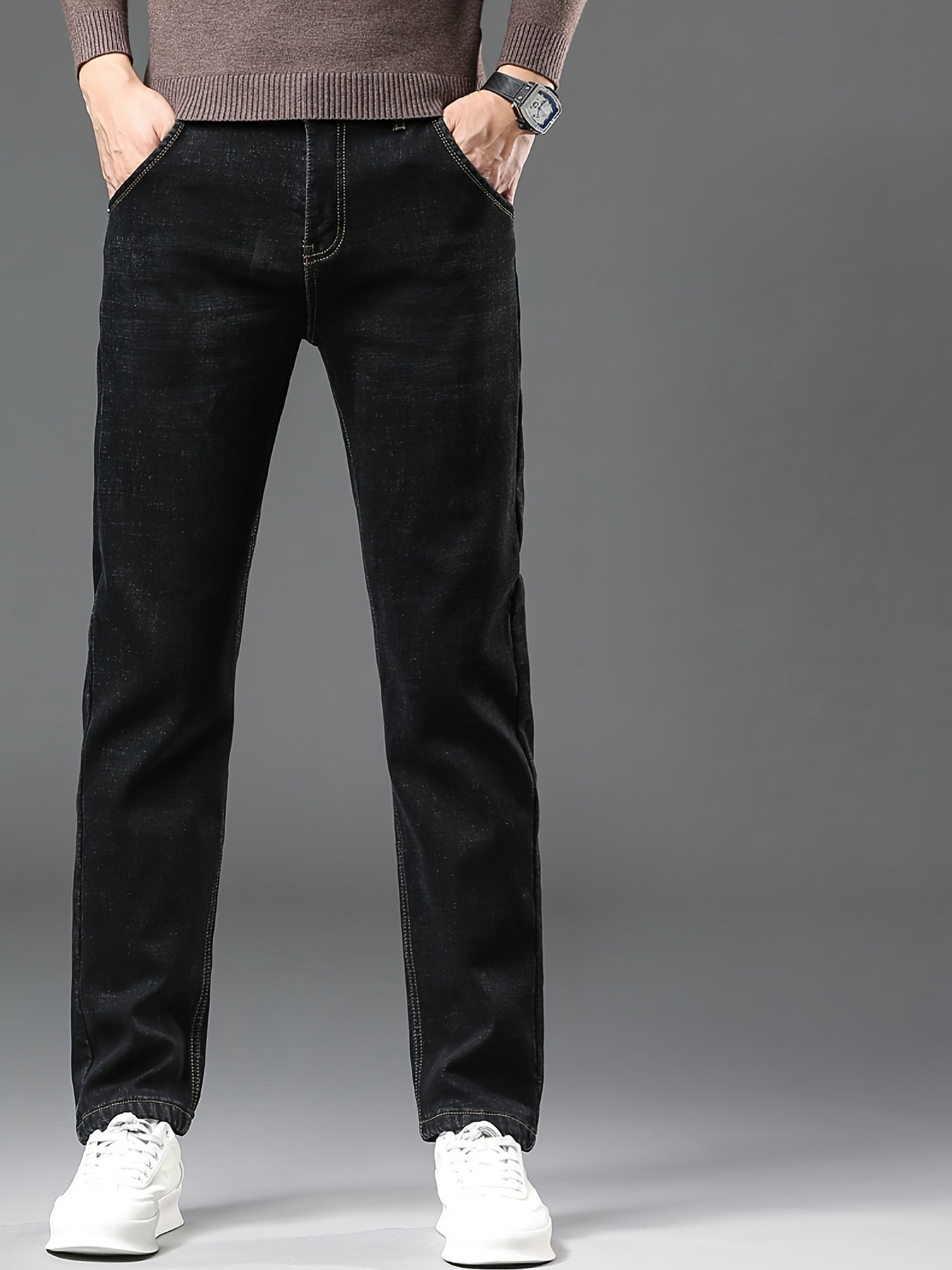 High-quality Men's Denim Trousers, Business Style, Elastic Men's Pants, New Autumn/winter Fashion Trend - ayq