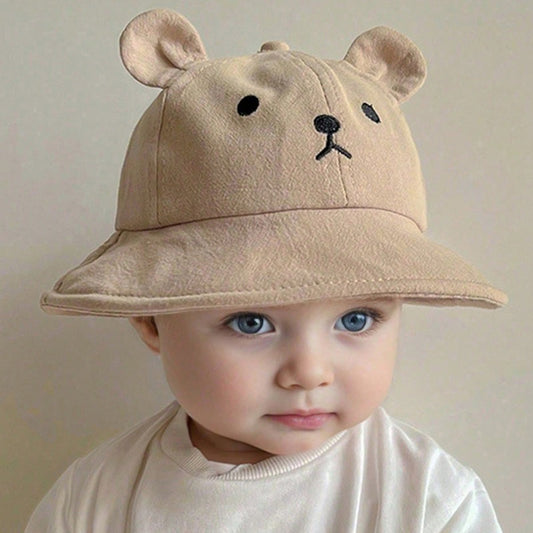 Kids Bear Fisherman Hat with 3D Ears Soft Polyester