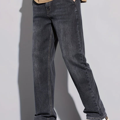 Denim Men's Jeans - Casual, Stretchable, Solid Pattern, Regular Length, Suitable for All Seasons, Water Washed, Regular Fit, Conventional Style, Made for Men