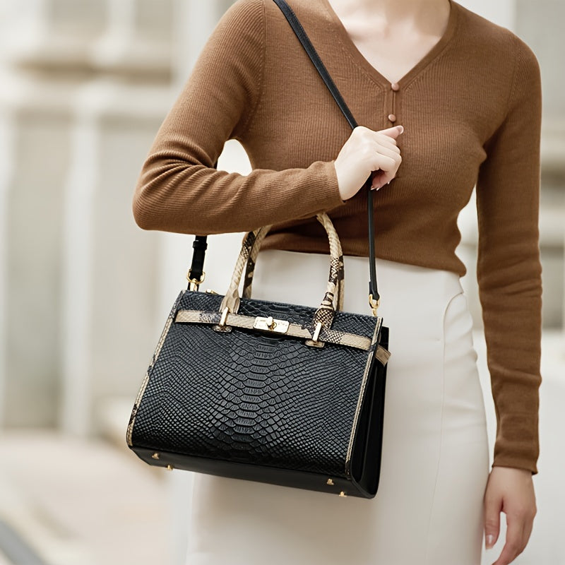Women’s Vintage Leather Tote Bag with Adjustable Strap
