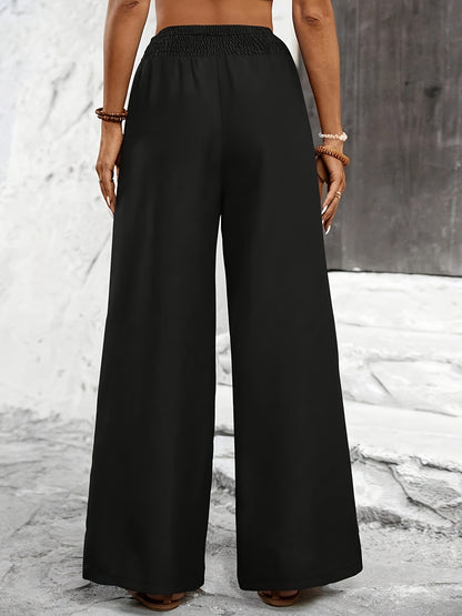 Elegant Solid Color Twisted Knot Straight-Leg Pants