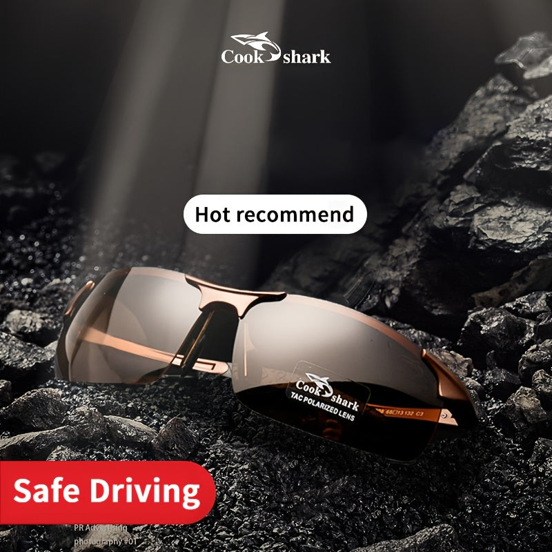 CookShark Polarized Men's Sunglasses Rimless Magnesium Alloy Frame