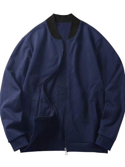 Men's Lightweight Stand Collar Jacket - Olive Green Softshell Zipper Jacket with Pockets, Regular Fit for Spring/Fall Hiking & Casual Outdoor Wear, Hiking Accessories