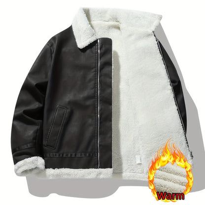 Men'S Heavy-Duty Full-Zip Jacket - Thick Winter Coat with Full-Zip Closure, Lapel Collar, Non-Stretch Fabric - Cold Weather Outerwear for Formal & Casual Events, Winter Jacket, Formal Event Attire, Sleek Design, Durable Const