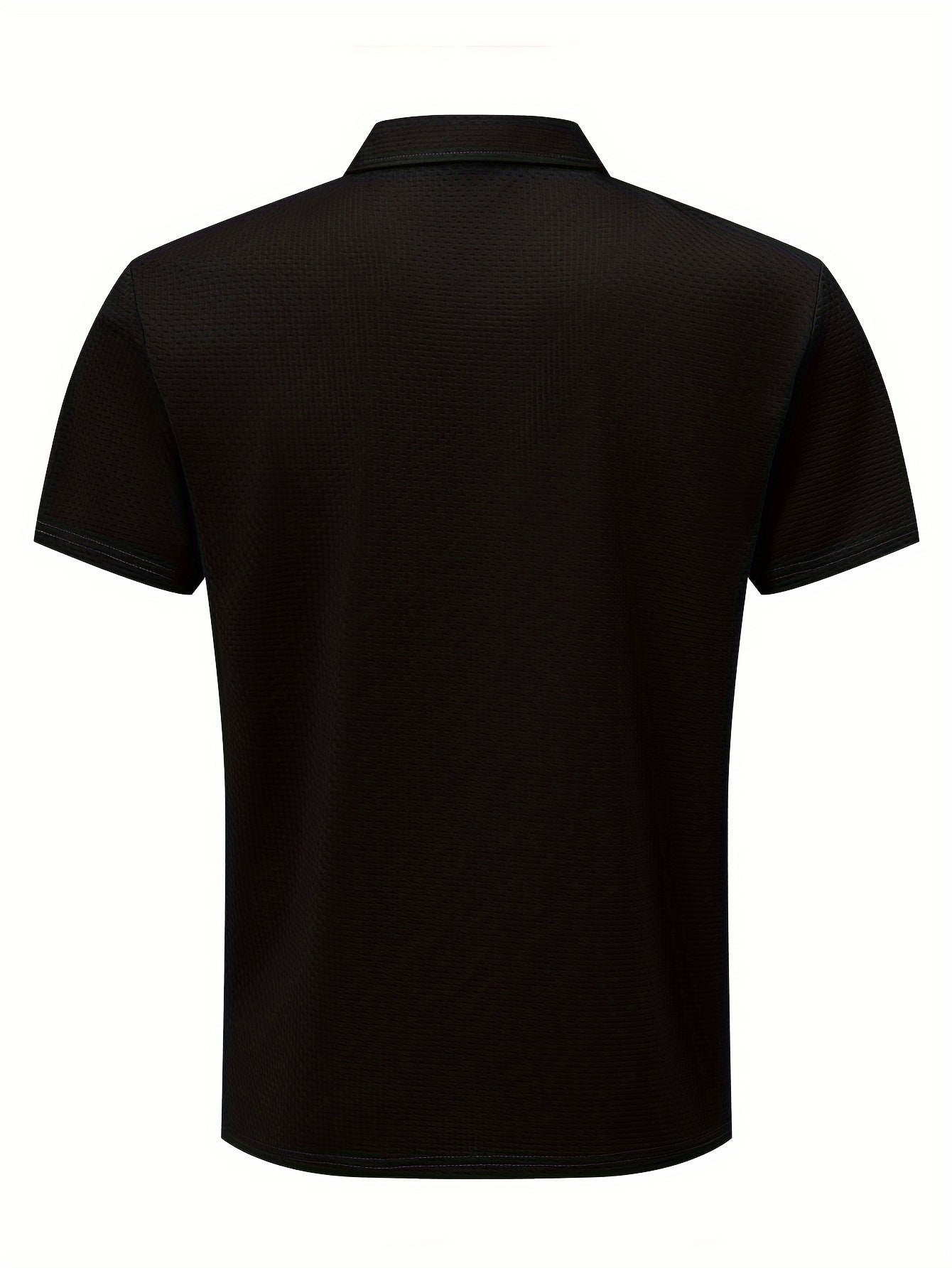 Men'S Middle East Inspired Geometric Pattern Casual Nylon Knit Shirt with Lapel Collar and Button Details, Regular Fit Short Sleeve Breathable Summer Top
