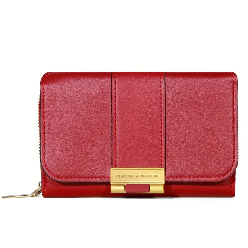 Women's Vintage PU Wallet - Long Wallet with Snap Closure & Zipper Coin Pocket, Credit Card Holder & Coin Purse, Nylon & Oil-Tanned for Everyday Use, Travel, - Women's Money Holder