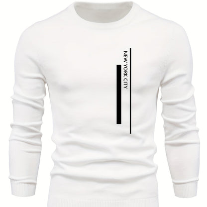 2023 New Cross-border Autumn and Winter Men's Round Neck Random Print Round Neck Knitted Sweater