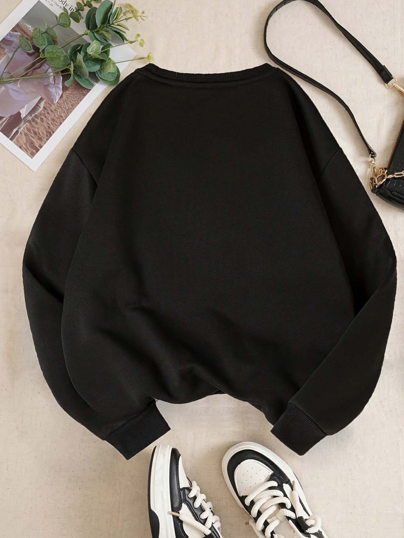 Women'S Christmas Letter Print Crew Neck Pullover Sweatshirt - Elegant Casual Long Sleeve Fleece-Lined Top with Festive Santa Hat & Star Design, All-Season Comfort for Holiday & Casual Attire, Christmas Sweatshirts, Seasonal