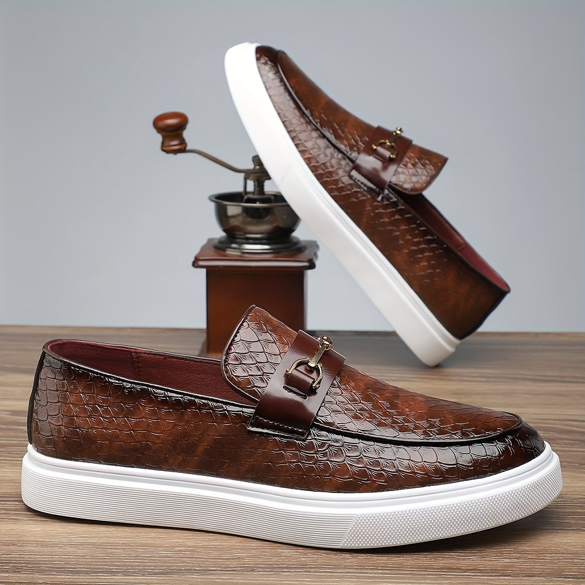 Men's Business Casual Slip-On Shoes with Soft PU Insole