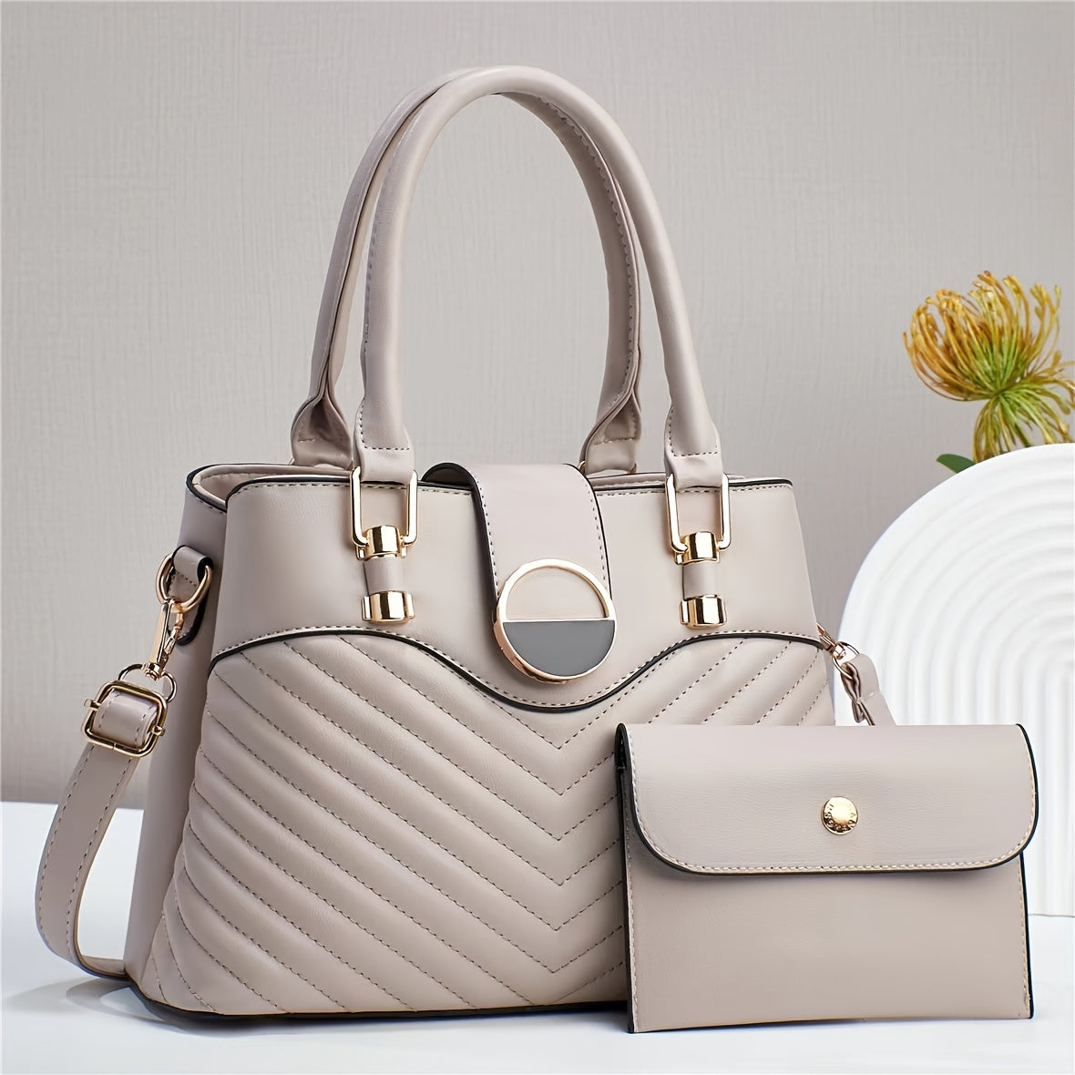 Elegant Women's Faux Leather Handbag with Convertible Crossbody