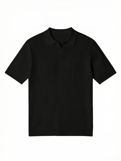 Men'S Summer Short Sleeve Polo Knit Shirt | Casual Solid Color Pullover, Suitable For Daily Wear, Outdoor Activities, And Street Style - ayq