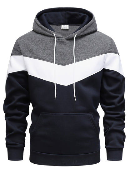 Men's Color Block Hoodie - Casual Graphic Design Pullover With Kangaroo Pocket For Winter And Fall Streetwear - Great Gift