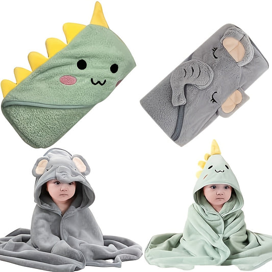 2-Pack Cartoon Animal Poncho Bathrobe, Hooded Towel Wrap, Super Absorbent Microfiber, Knit Fabric, Machine Washable, Ideal for Christmas/Halloween/Thanksgiving Gift - Grey & Green