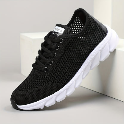 Women's Breathable Mesh Sneakers, All-Season Low Top Lace-Up Shoes with Plain Toe, EVA Upper & Sole, Fabric Inner & Insole - Comfortable Athletic Footwear, High Top Sneakers