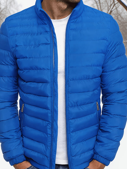 Men's Slim Fit Winter Jacket with Stand Collar, Zip Front