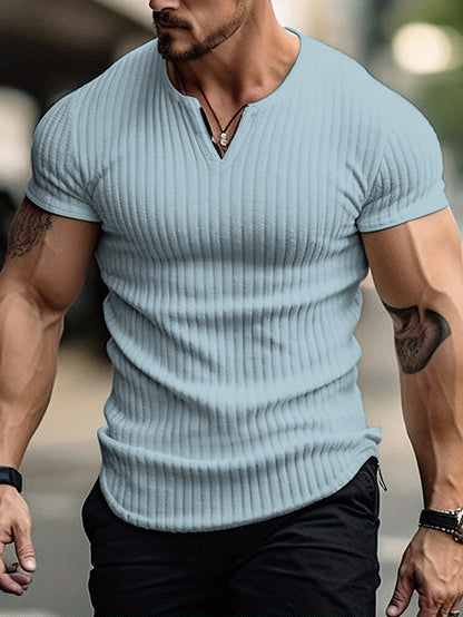 Men's Slim V-Neck Casual Short Sleeve T-Shirt for Summer
