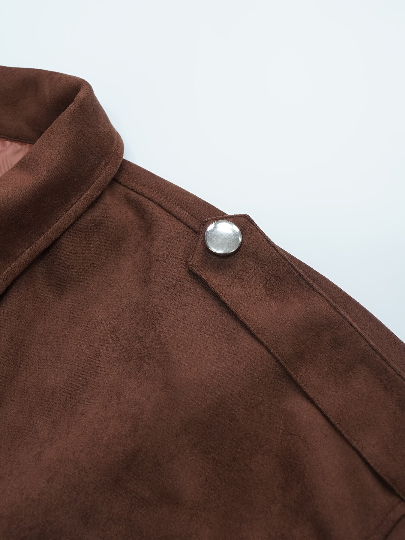 Կանացի ռետրո մոտոցիկլետային բաճկոն՝ օձիքով ձմեռային վերարկու՝ սպիտակ ժապավենով, շագանակագույն մոտոցիկլետային վերնազգեստ, լվացքի մեքենայով լվացվող, չձգվող քամուց պաշտպանիչ՝ աշնանային/ձմեռային, առօրյա և մոտոցիկլետ վարելու համար (միագույն)