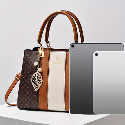 Elegant Large Capacity PU Shoulder Bag for Women with Animal Print