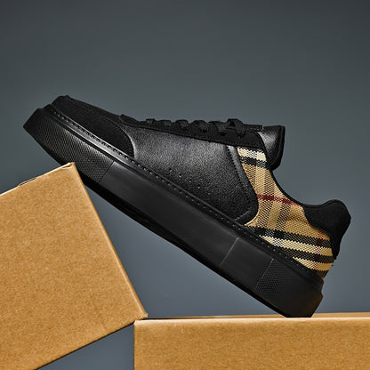 Men's Fashionable Street Sneakers - Comfortable & Non-Slip for City Exploration & Outdoor Activities - Robust Lace-Up Skate Shoes Suitable for Casual Attire