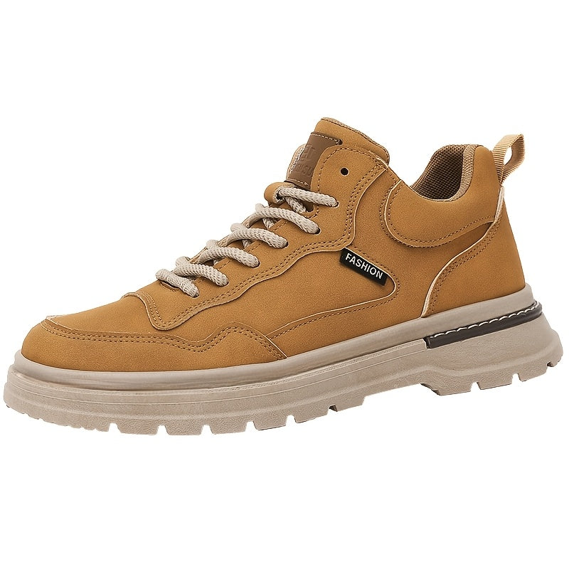 Men's Tactical Ankle Boots, Outdoor Hiking, All-Season PU Leather