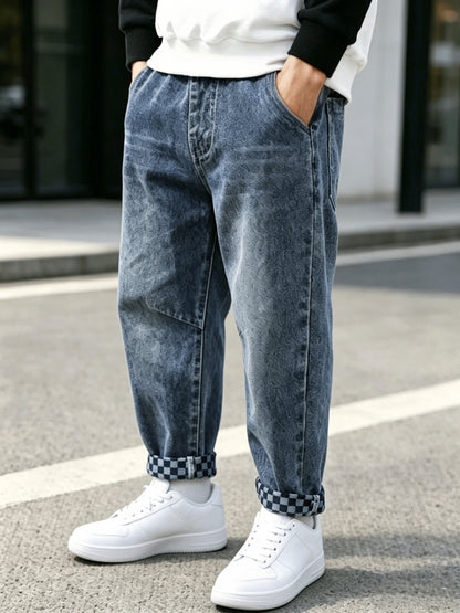 Boys' Summer Denim Shorts Casual Elastic Waist Mid-Length
