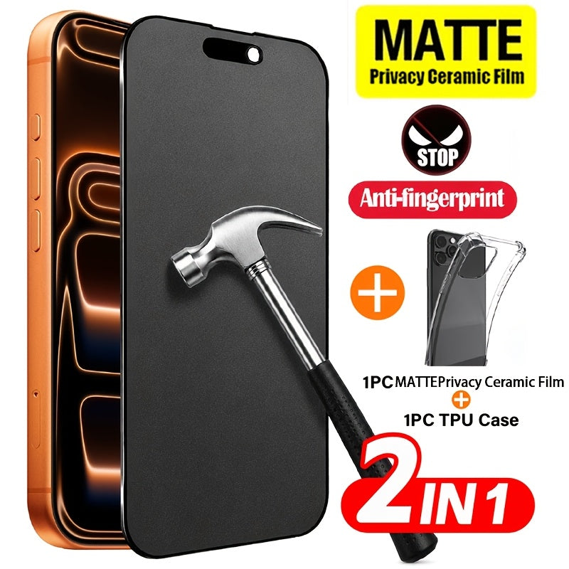iPhone Privacy Frosted Ceramic Screen Protector & TPU Case Set