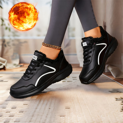 Կանացի ձմեռային ձնագնացքներ - Հաստ պլատֆորմային ներբան՝ լավ բռնման համար, թեթև ցրտադիմացկուն կոշիկներ՝ կապիչով, սահքից պաշտպանող EVA արտաքին ներբան - ամբողջովին սինթետիկ, արհեստական կաշվի նման վերին մաս - տաք, մեկուսացված՝ վազքի, արշավի և այլնի համար