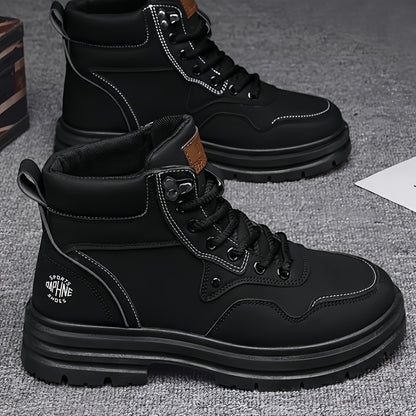 Large Size High Top Casual Shoes Short Boots Men's Big Yellow Boots High Top Trendy Versatile British Style Short Boots Mid Top Work Boots Men's Hiking Boots