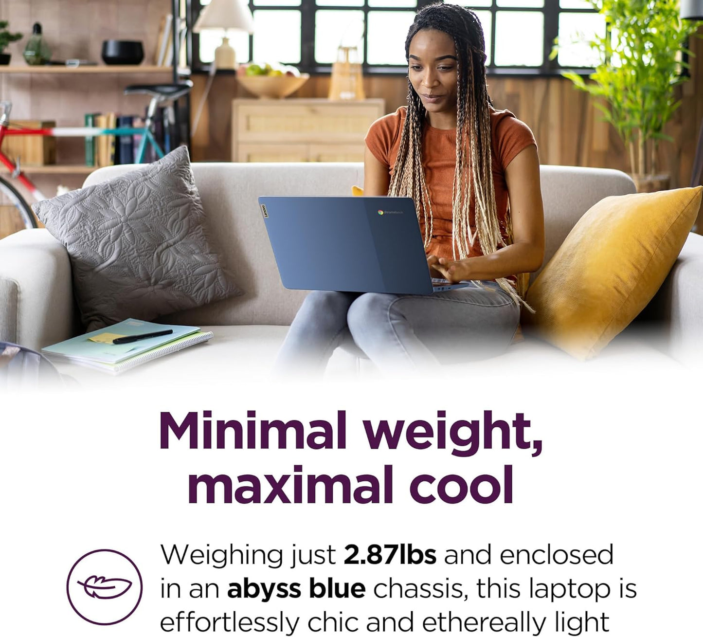 Lenovo Ideapad Slim 3 Chromebook - 2024 - Lightweight Laptop - Waves Maxxaudio® Speakers - 14" HD Display - HD 720P Camera - 4GB Memory - 64GB Storage - Mediatek Kompanio 520 - Abyss Blue