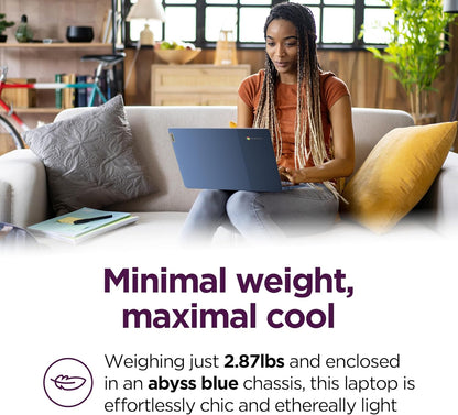 Lenovo Ideapad Slim 3 Chromebook - 2024 - Lightweight Laptop - Waves Maxxaudio® Speakers - 14" HD Display - HD 720P Camera - 4GB Memory - 64GB Storage - Mediatek Kompanio 520 - Abyss Blue
