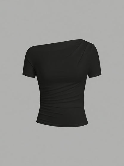 Women's Casual Asymmetrical Short Sleeve Ruffle Top 3-Pack