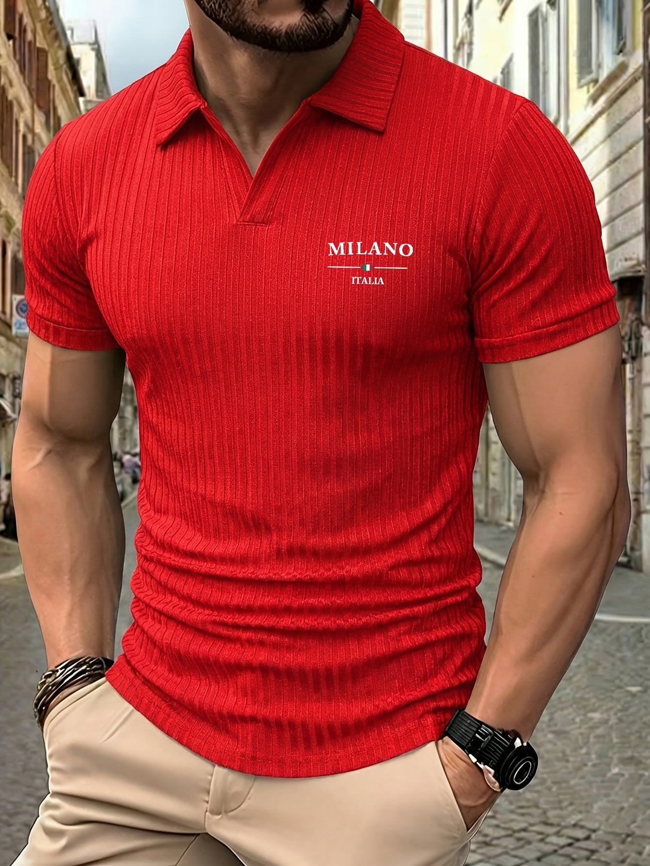 Men's Vintage Short Sleeve Polo Shirt - Soft Stretch Polyester - ayq