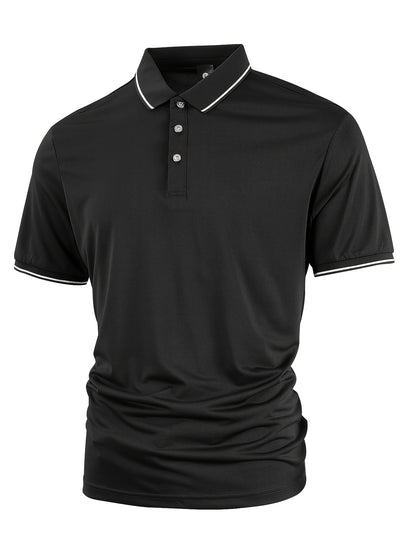 Men's Solid Golf Shirt, Casual Short Sleeve Lapel Shirt For Summer Outdoor