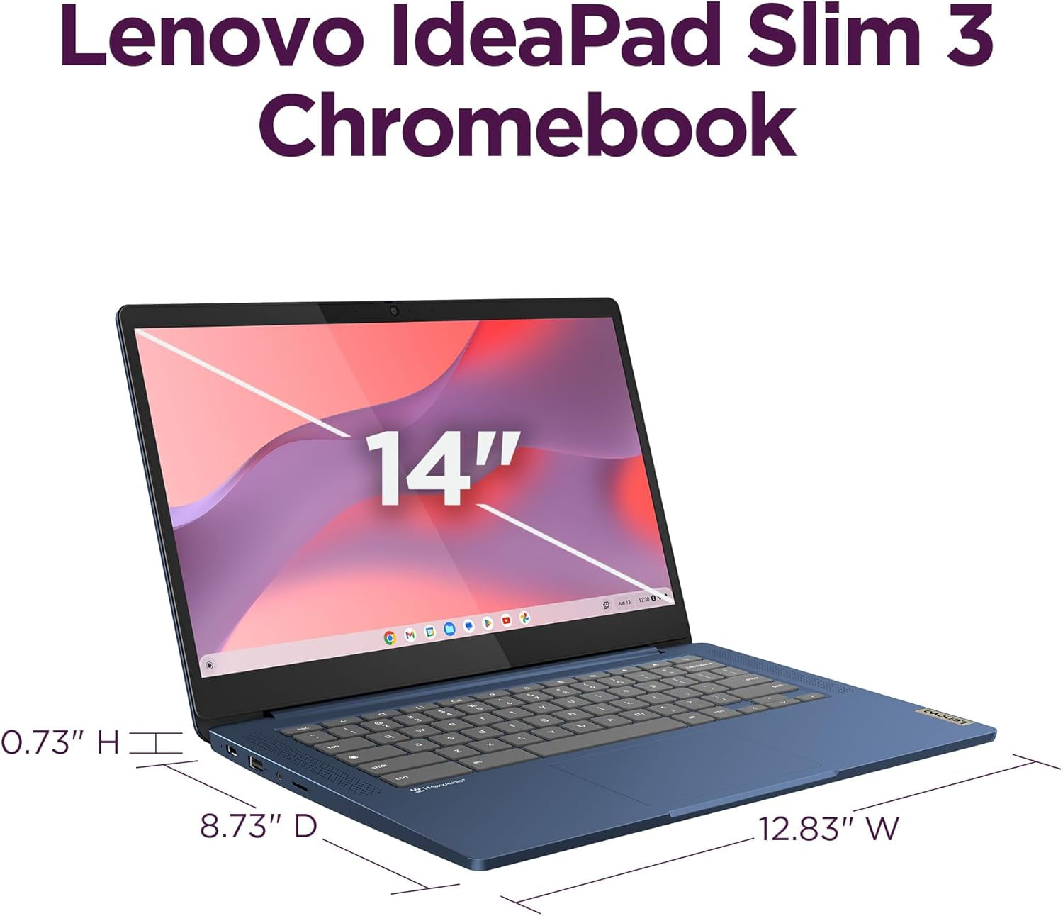 Lenovo Ideapad Slim 3 Chromebook - 2024 - Lightweight Laptop - Waves Maxxaudio® Speakers - 14" HD Display - HD 720P Camera - 4GB Memory - 64GB Storage - Mediatek Kompanio 520 - Abyss Blue