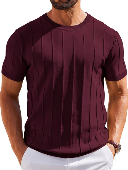 Men's Summer Knit Crew Neck Short Sleeve T-Shirt