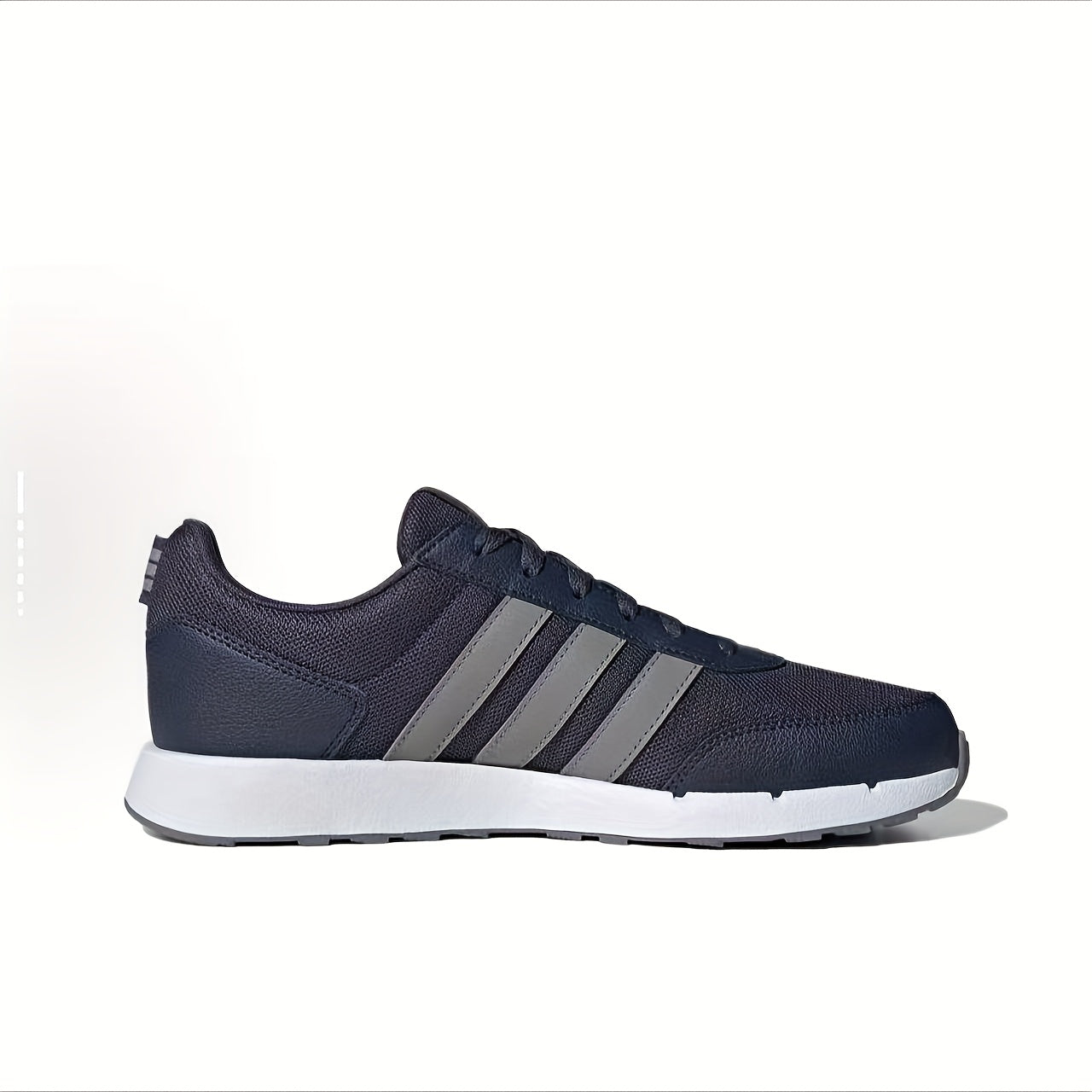 Adidas neo Run 50S Low-Top Casual Sneakers - Breathable Fabric Upper, Cushioned Comfort, All-Season Wear, Navy Blue  White Striped Design, Unisex for Men  Women, Comfortable Walking Shoes, Stylish Striped Sneakers, Fabric I