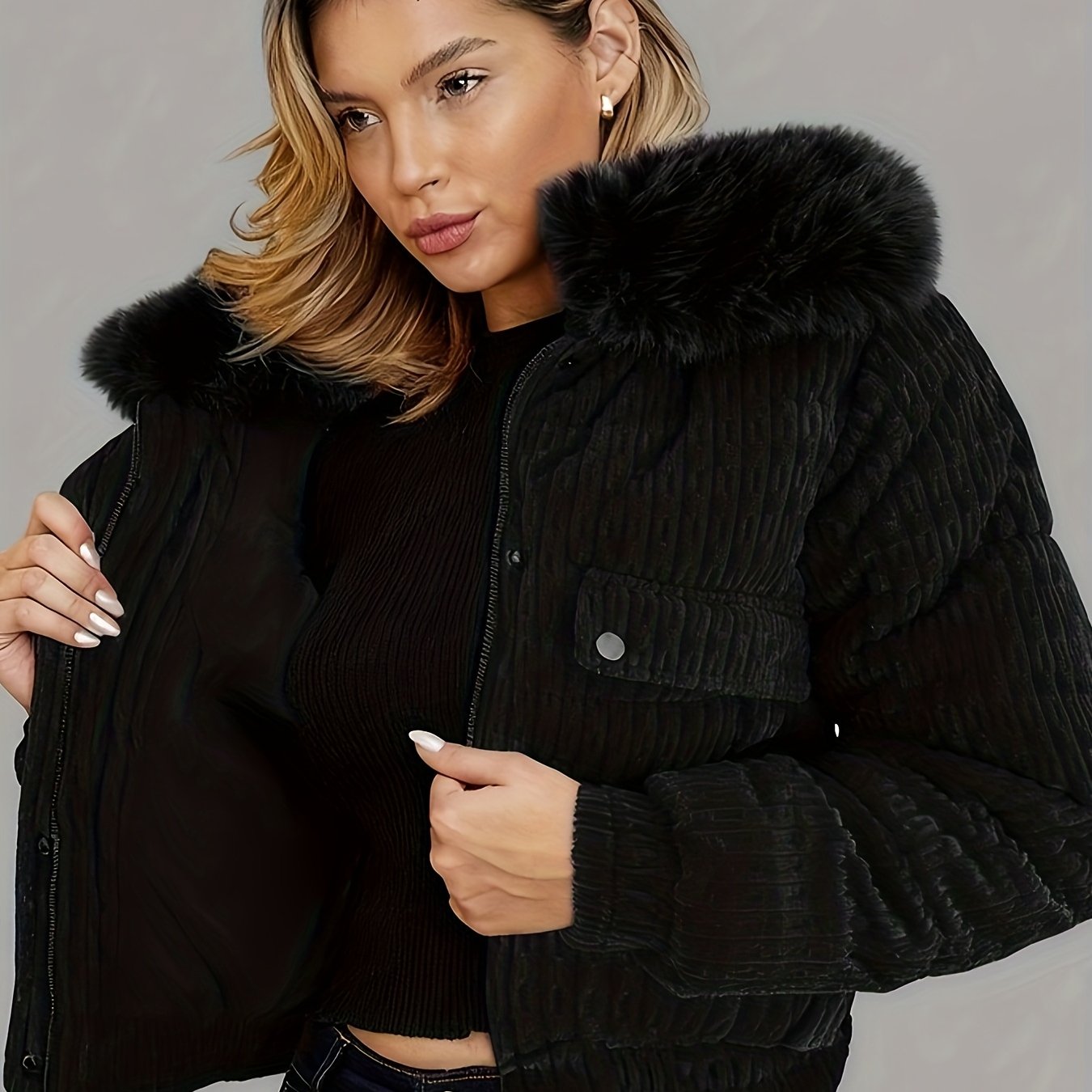 Կանացի ձմեռային բաճկոն - կայծակաճարմանդով վերարկու՝ անջատվող մորթե օձիքով, բորդո/կարմիր - ցուրտ եղանակի վերնազգեստ՝ ամենօրյա և պաշտոնական միջոցառումների համար