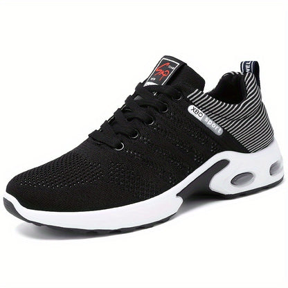 Men'S Breathable Mesh Air Cushion Sneakers - Durable Lace-Up Running Shoes with PVC Sole, Fabric Inner & Upper, for Outdoor Sports and Casual Wear, Low-Top Design, All-Season Comfort, Allseason Running Shoes|Modern Casual Sho