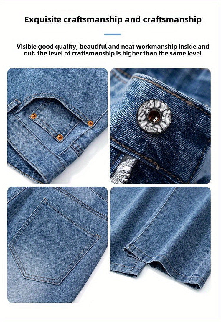 Men'S Stretchy Long Pants, Stylish And Versatile, Slim Fit, Breathable, Trendy Denim Trousers for Spring And Summer.