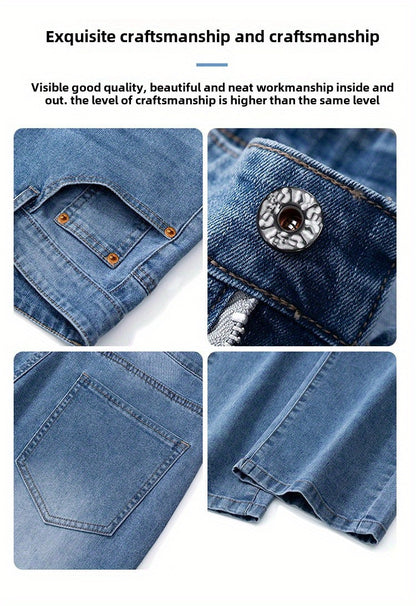 Men'S Stretchy Long Pants, Stylish And Versatile, Slim Fit, Breathable, Trendy Denim Trousers for Spring And Summer.