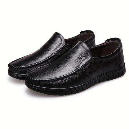 Men's Casual Cowhide Leather Slip-On Shoes for Comfort
