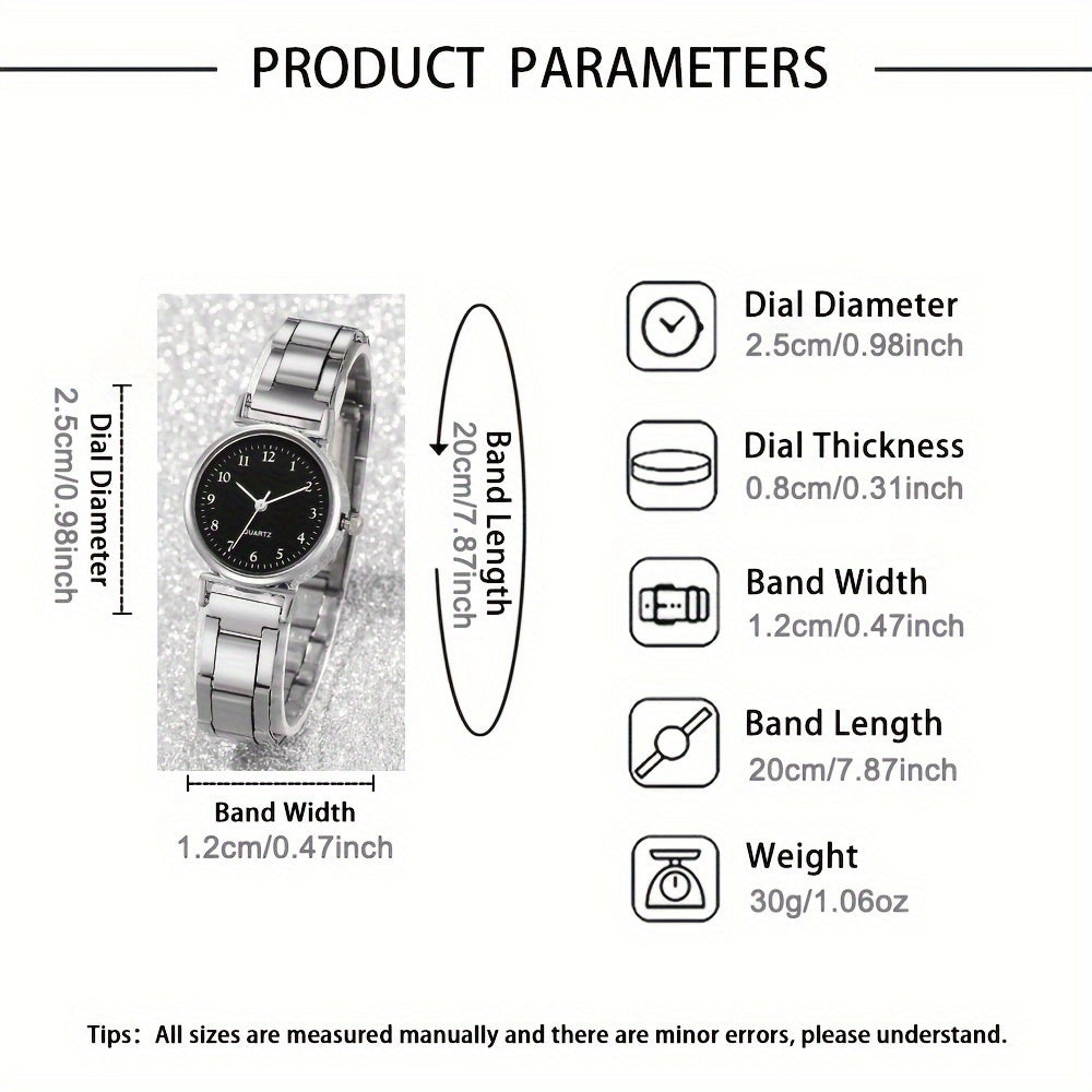 Set Of 4 New Stylish Stainless Steel Quartz Watches For Women + New Heart-shaped Bracelet Set, Perfect For Gifting Friends On Valentine's Day, Easter, Ramadan, Or Eid Al-Adha In The Middle East