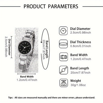 Set Of 4 New Stylish Stainless Steel Quartz Watches For Women + New Heart-shaped Bracelet Set, Perfect For Gifting Friends On Valentine's Day, Easter, Ramadan, Or Eid Al-Adha In The Middle East