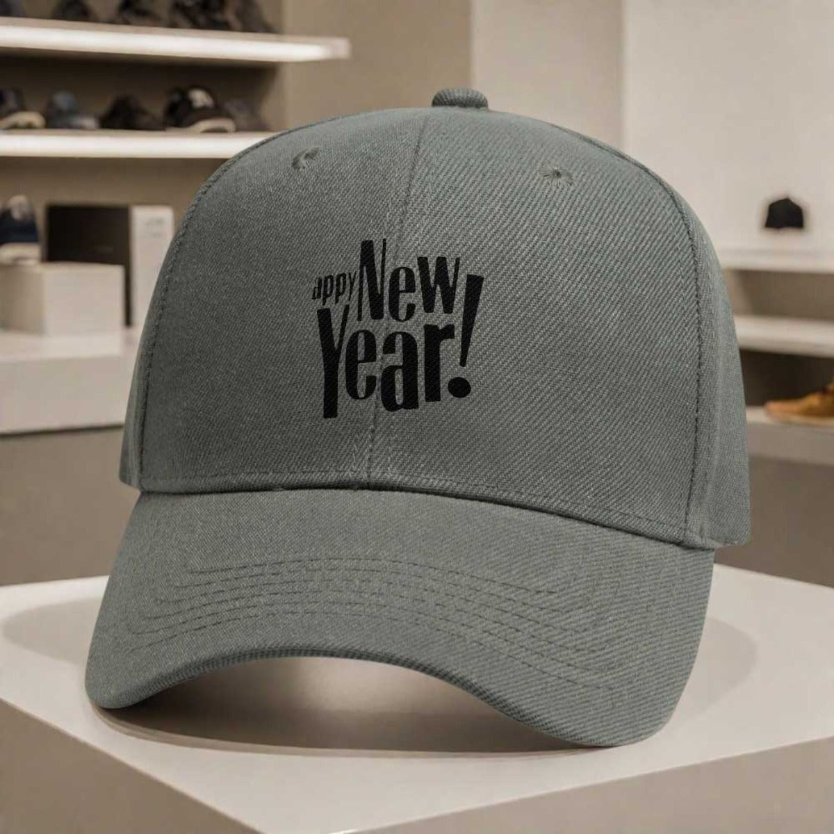 1pc New Year's Eve Party Hat - Adjustable Snapback Cap with Happy New Year Print, Lightweight Unisex Baseball Cap for Men & Women, Black with Bold White Lettering - Perfect for NYE Celebrations, Christmas, New Year's Day, Eve