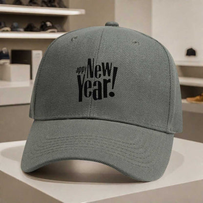 1pc New Year's Eve Party Hat - Adjustable Snapback Cap with Happy New Year Print, Lightweight Unisex Baseball Cap for Men & Women, Black with Bold White Lettering - Perfect for NYE Celebrations, Christmas, New Year's Day, Eve