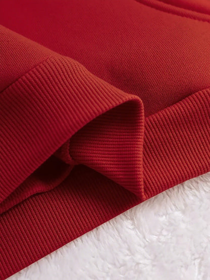 Women's Hooded Sweatshirt, Christmas Fashion Loose Elegant Long Sleeve Drawstring Hoodie, Atmospheric Print Red/Dark Green/Tender Pink/Violet Hooded Sweatshirt, Holiday Gift, Women's Clothing